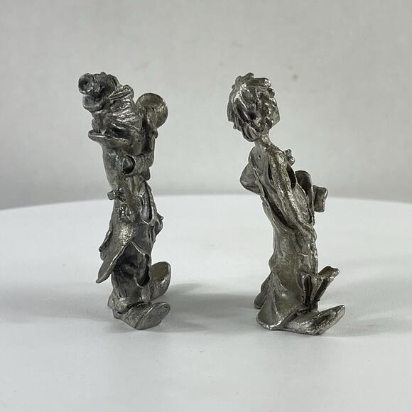 Two Vintage Miniature 2.5" Pewter Musical Clown Figures Sculptures - Picture 4 of 9